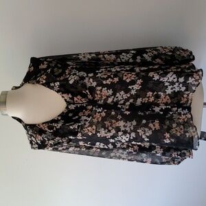 Misa Los‎ Angeles Semi-sheer Floral Ruffle Collar Neck-tie Blouse Size Large